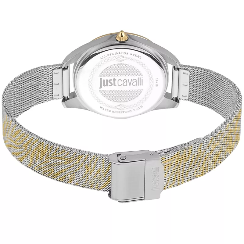 JUST CAVALLI relógio de senhora JC1L210M0065 32mm bracelete de malha milanesa de aço inoxidável prateada