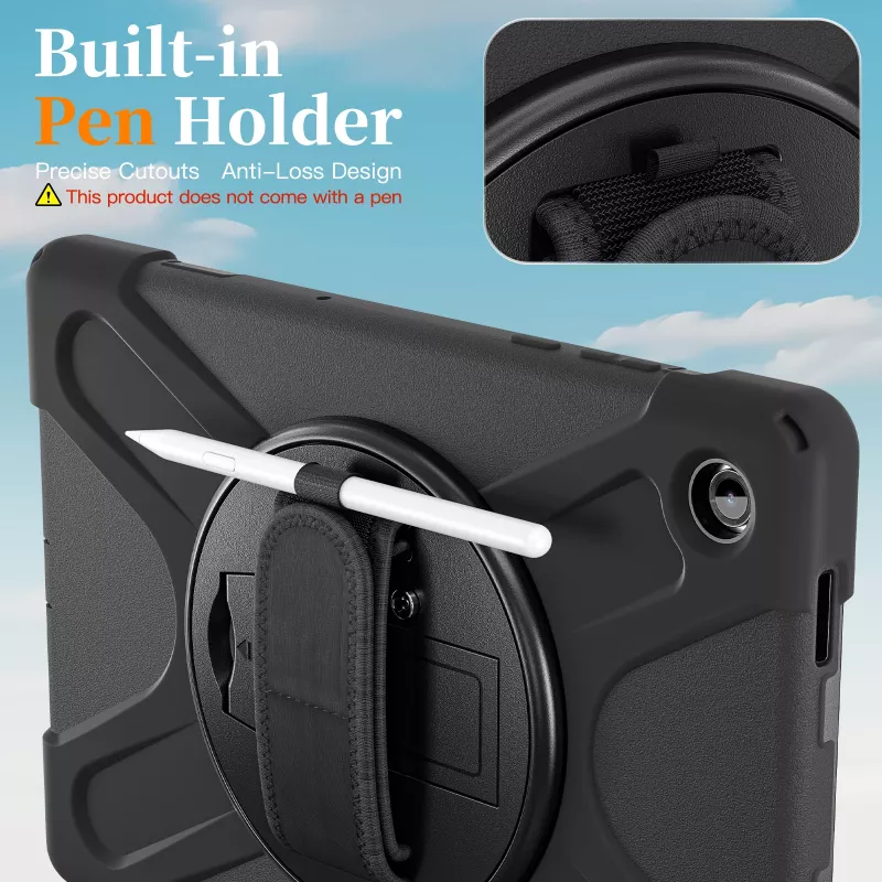 JUST MUST JM Rugged Case Grip para Samsung Galaxy Tab A11+ com alça de transporte preto