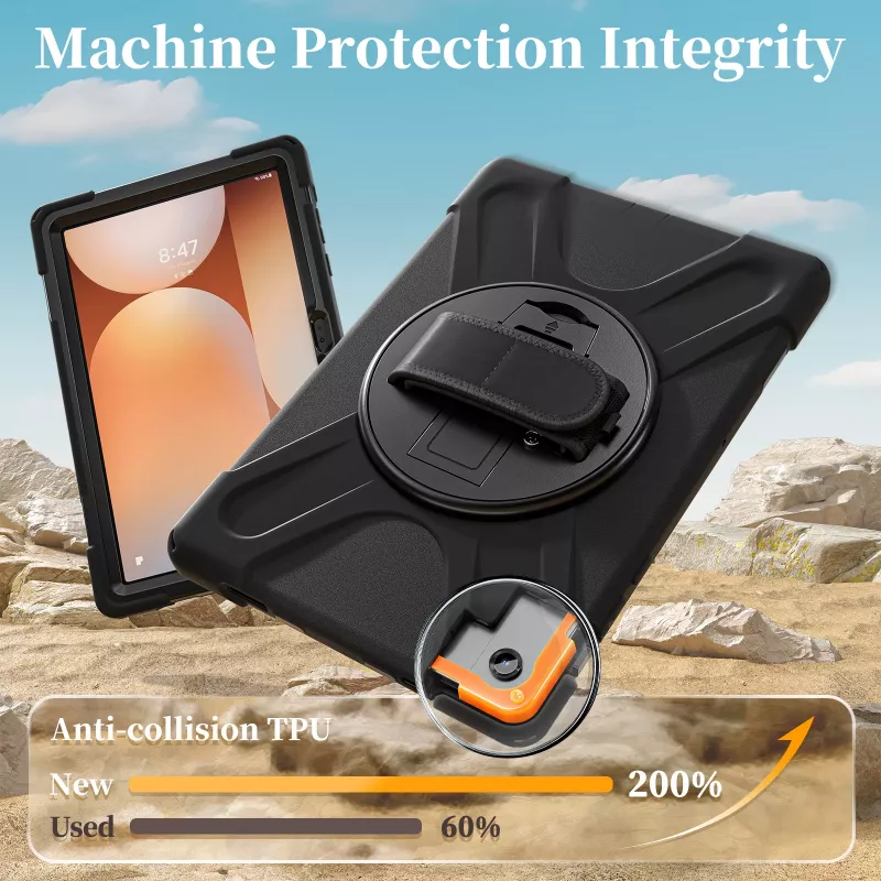 JUST MUST JM Rugged Case Grip para Samsung Galaxy Tab A11+ com alça de transporte preto