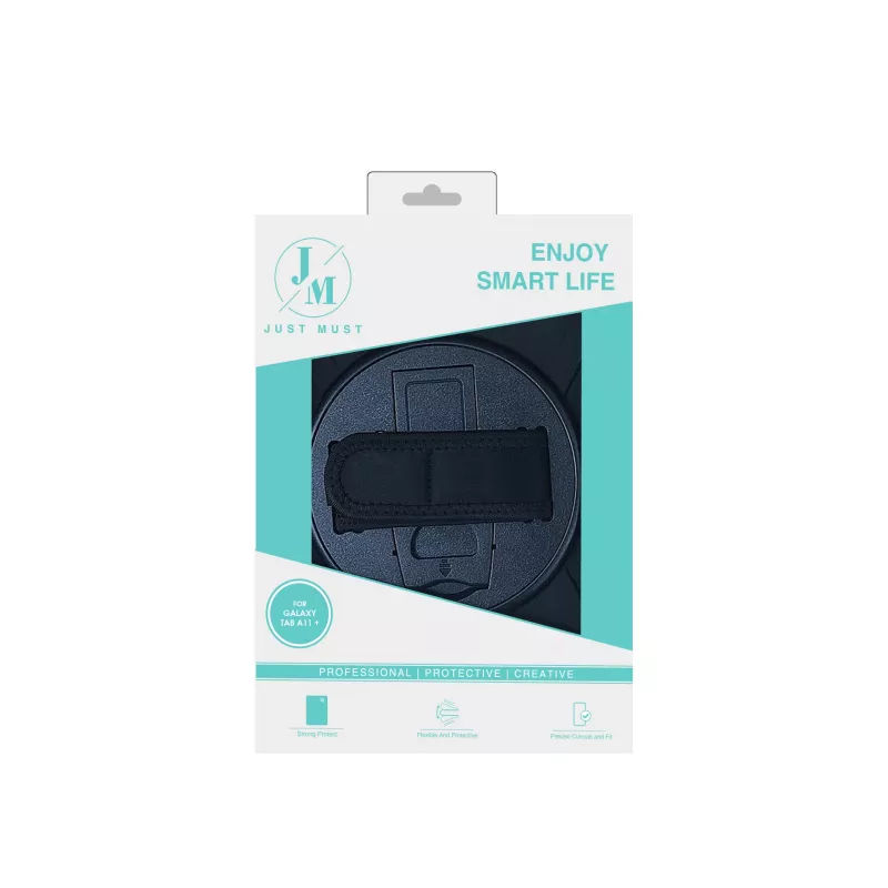 JUST MUST JM Rugged Case Grip para Samsung Galaxy Tab A11+ com alça de transporte preto