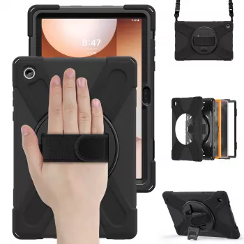 JUST MUST JM Rugged Case Grip para Samsung Galaxy Tab A11+ com alça de transporte preto