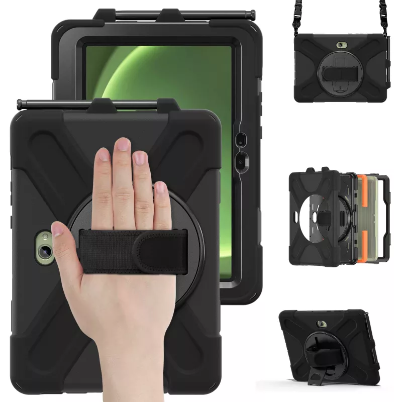 JUST MUST JM Rugged Case Grip para Samsung Galaxy Tab Active Pro/Active4 Pro/Active5 Pro com Alça de Mão Preto