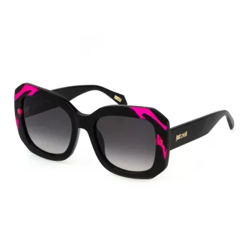 JUSTCAVALLI óculos de sol mulher SJC085-5409P2 quadrados, armação castanha Havana, lentes castanhas polarizadas, 54mm