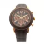 K&BROS Relógio unissexo de quartzo analógico 9427-4-710 43mm Aço inoxidável Mostrador preto Bracelete de pele