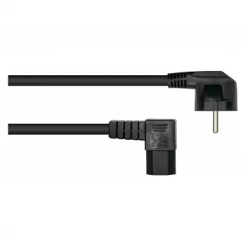 Kabelmeister Cabo de alimentação 3m, CEE 7/7 Schuko para IEC C15, angular 90°, preto