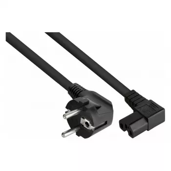 Kabelmeister Cabo de alimentação 3m, CEE 7/7 Schuko para IEC C15, angular 90°, preto