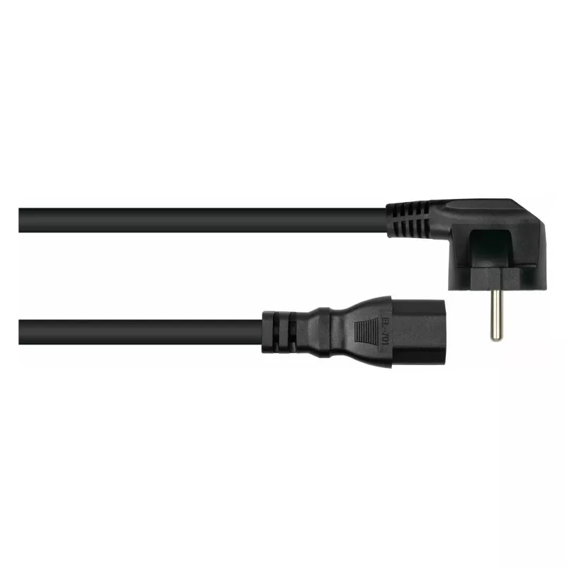 KABELMEISTER Cabo de alimentação angular Schuko para IEC C15 0,5 m preto