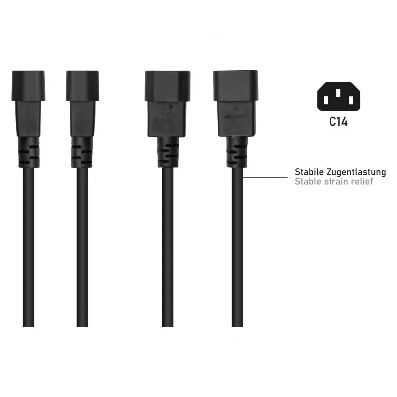 Cabo adaptador de alimentação Kabelmeister C14 para tomada Schuko 0,15 m preto