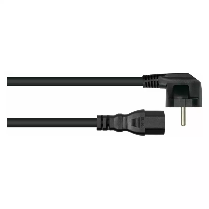 Kabelmeister Cabo de alimentação com ficha Schuko angular 90° para tomada C15, 3 m, preto