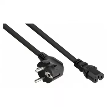 Kabelmeister Cabo de alimentação com ficha Schuko angular 90° para tomada C15, 3 m, preto