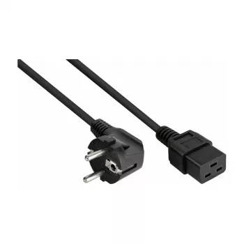 Cabo de alimentação Kabelmeister Schuko (CEE 7/4) para C19, 1m, 90° angular, preto