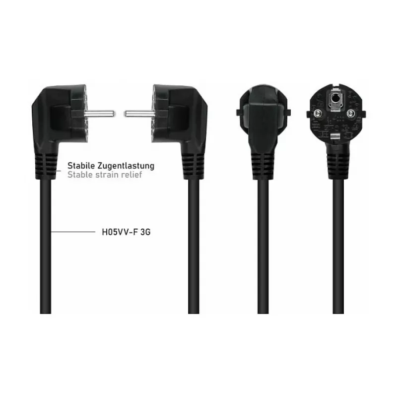 Kabelmeister Ficha Schuko (angular 90°) para 2x IEC C13 cabo de distribuição de energia em Y, 2m, preto