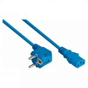 kabelmeister Cabo de Alimentação Ficha Schuko (Angulada 90°) para C13, Azul, 10m