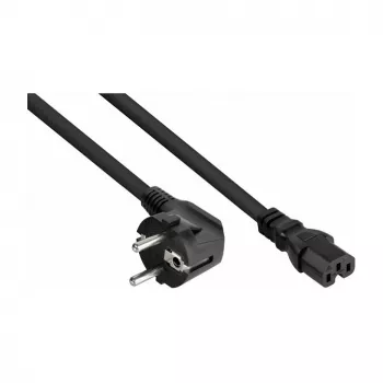 Kabelmeister Cabo de Alimentação Schuko com Ficha Angular de 90° para IEC C15, Preto, 1,8 m