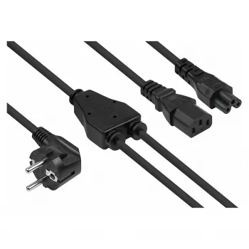 Kabelmeister Cabo de distribuição de energia Schuko, ficha angular de 90° para C13 + C5, preto, 2m
