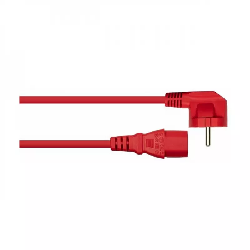 Kabelmeister Cabo de alimentação Schuko para C13, angular 90°, vermelho, 3m