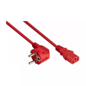 Kabelmeister Cabo de alimentação Schuko para C13, angular 90°, vermelho, 3m