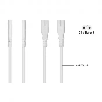 Cabo divisor de alimentação KABELMEISTER SK0877-W003 IEC C8 para 2x IEC C7, 0,3 m, preto