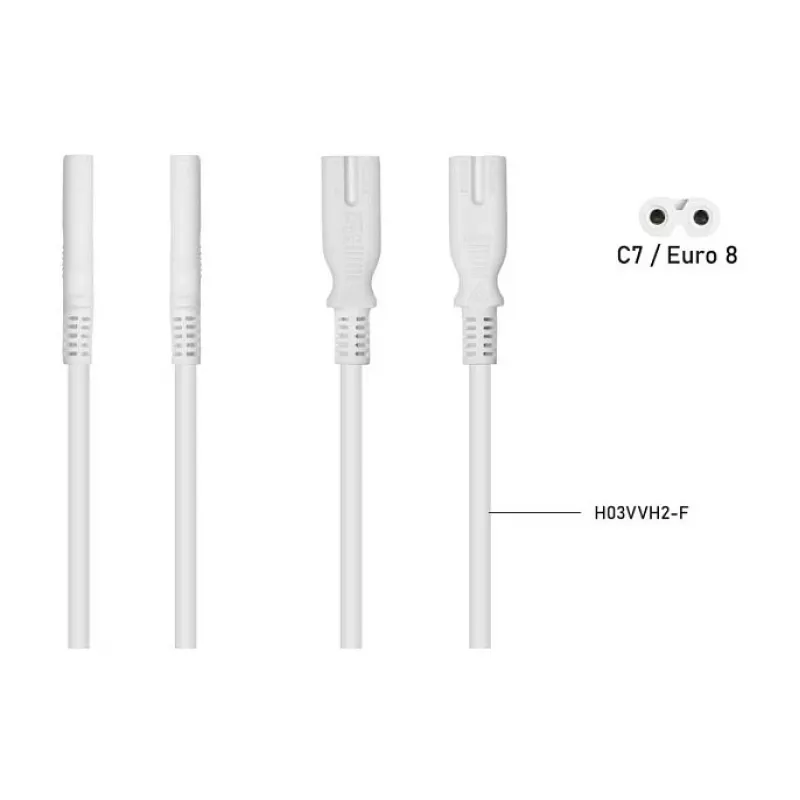 Cabo divisor de alimentação KABELMEISTER SK0877-W003 IEC C8 para 2x IEC C7, 0,3 m, preto