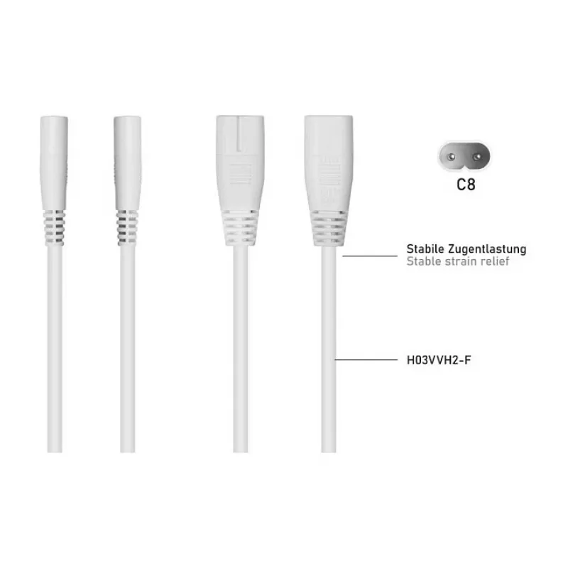 Cabo divisor de alimentação KABELMEISTER SK0877-W003 IEC C8 para 2x IEC C7, 0,3 m, preto