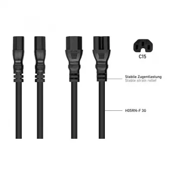 Cabo de alimentação Kabelmeister SK1450-S050 IEC C14-C15 5m, 10A, 250V, preto
