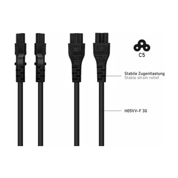 Kabelmeister SK6505-S018 Cabo de Alimentação - Ficha Tipo I Italiana para IEC C5, Preto, 1,8m