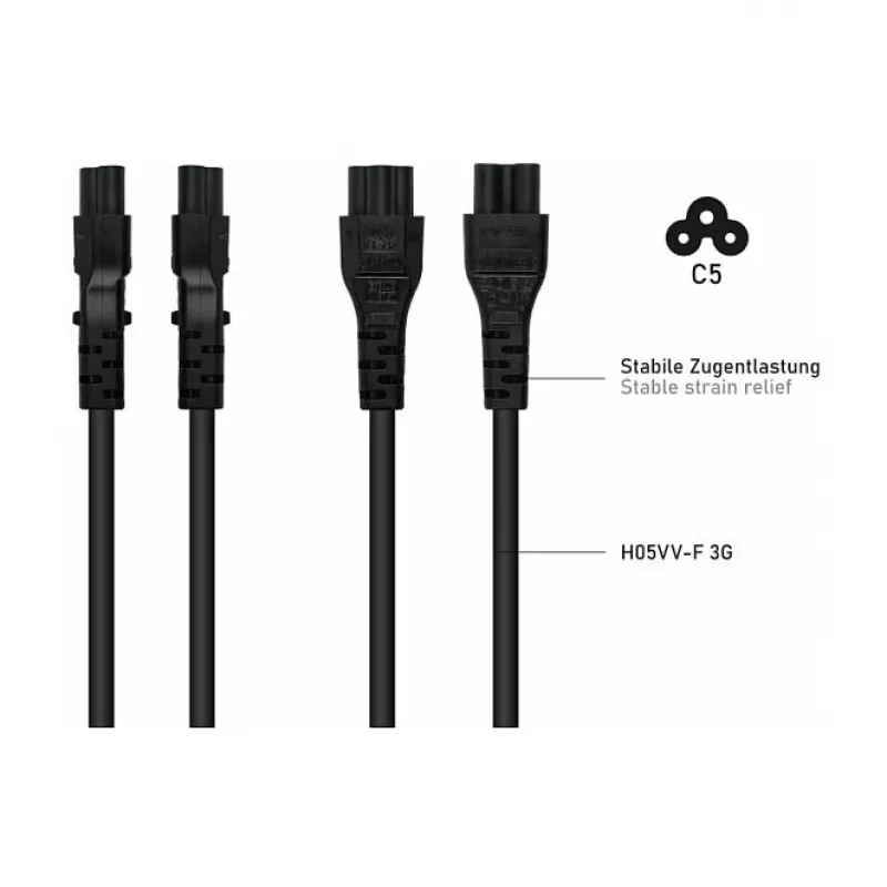 Kabelmeister SK6505-S018 Cabo de Alimentação - Ficha Tipo I Italiana para IEC C5, Preto, 1,8m