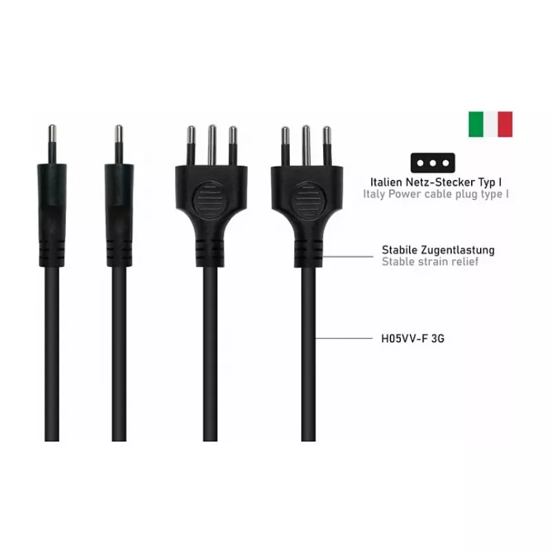 Kabelmeister SK6505-S018 Cabo de Alimentação - Ficha Tipo I Italiana para IEC C5, Preto, 1,8m