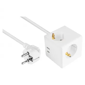 kabelmeister cubo de tomadas 3 tomadas com USB-C e USB-A, branco, 2 m