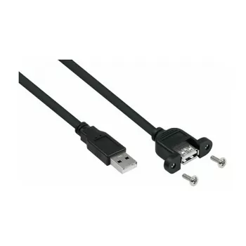 Kabelmeister cabo de extensão USB 2.0, Type-A macho para Type-A fêmea de montagem em painel, 1 m, preto