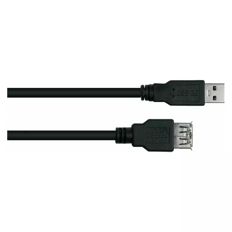 Cabo de extensão USB 3.0 Kabelmeister Type-A macho para Type-A fêmea UL preto 0,5 m