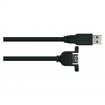 Cabo de extensão USB 3.0 Kabelmeister, montagem em painel, Type-A macho para Type-A fêmea, 0,3 m, preto, certificado UL