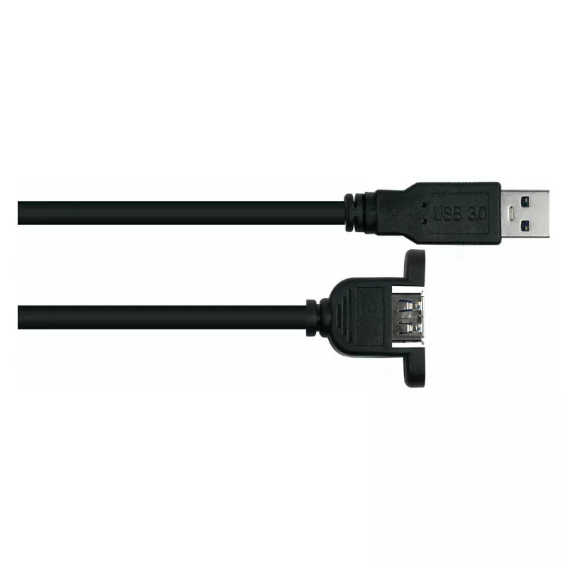 Kabelmeister Cabo de extensão USB 3.0 para montagem em painel – ficha Type-A para conector fêmea, 3 m, preto (certificado UL)