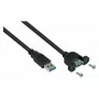 Kabelmeister cabo de extensão USB 3.0 para montagem em painel, ficha USB-A para conector fêmea USB-A, 0,5 m, preto, certificado UL