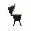 Grelhador cerâmico Kamado Bono Picnic 13 polegadas Kamado a carvão com carrinho, carvão, preto