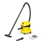 Aspirador de líquidos e pós Kärcher WD 2 Plus V-12/4/18, 1000 W, depósito de plástico de 12 L, potência de aspiração 180 Air Watt, função de sopro, saco de filtro de velo, cabo de 4 m, mangueira de 1,8 m