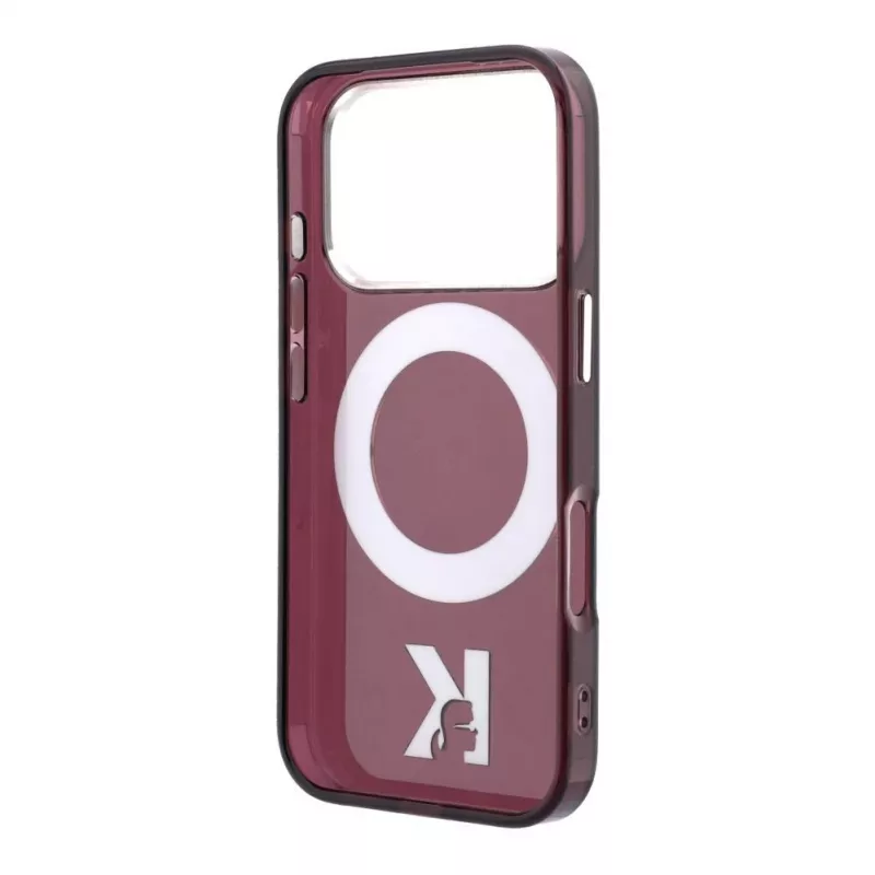 Capa MagSafe Karl Lagerfeld IML Ring Stand 360 Kameo Metal para iPhone 18 Pro / 17 Pro - bordô