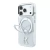 Capa MagSafe Karl Lagerfeld IML Ring Stand 360 Kameo Metal para iPhone 18 Pro / 17 Pro - Transparente