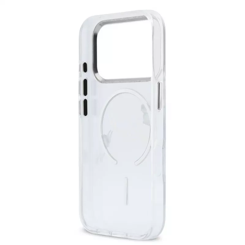 Karl Lagerfeld IML Karl Script Logo MagSafe Capa rígida para Apple iPhone 18 Pro, transparente