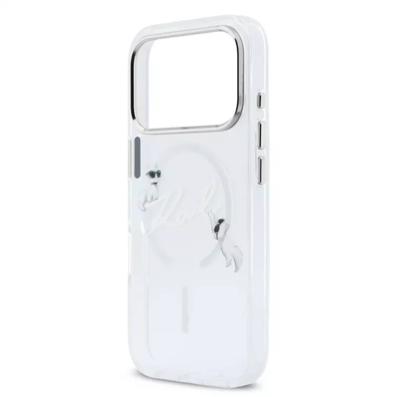 Karl Lagerfeld IML Karl Script Logo MagSafe Capa rígida para Apple iPhone 18 Pro, transparente