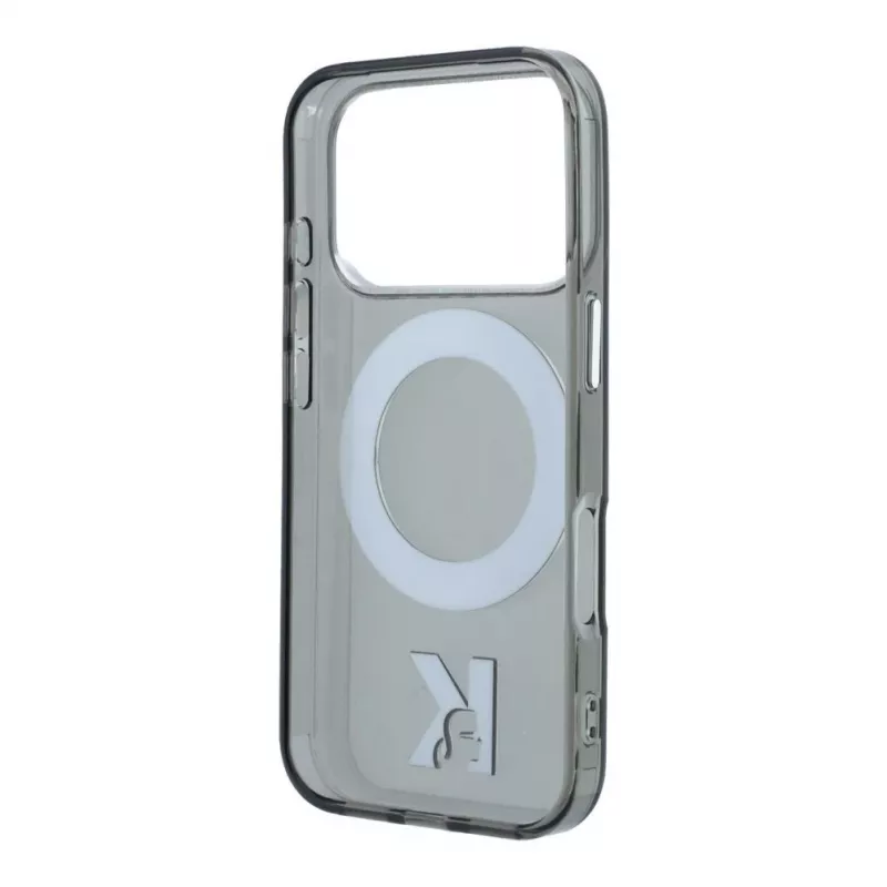 Capa MagSafe Karl Lagerfeld IML Ring Stand 360 Kameo Metal para iPhone 18 Pro / 17 Pro - Preto