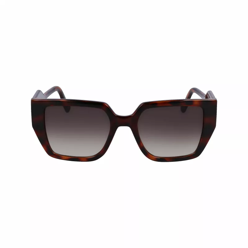KARL LAGERFELD KL6098SN-240 Óculos de sol quadrados em acetato para mulher - Armação castanha Havana, lentes castanhas degradê - 52/19/140 mm