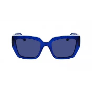 Óculos de sol KARL LAGERFELD KL6143S-400 mulher quadrados acetato, armação azul-escuro, lentes cinzentas degradê, 53 mm