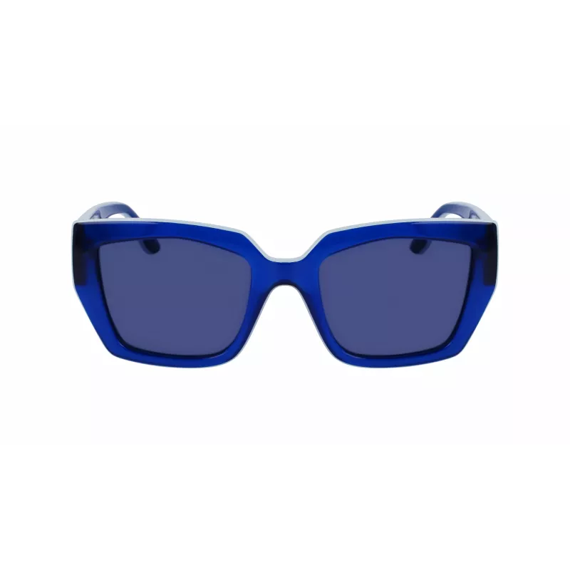 Óculos de sol KARL LAGERFELD KL6143S-400 mulher quadrados acetato, armação azul-escuro, lentes cinzentas degradê, 53 mm