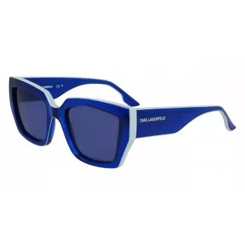 Óculos de sol KARL LAGERFELD KL6143S-400 mulher quadrados acetato, armação azul-escuro, lentes cinzentas degradê, 53 mm