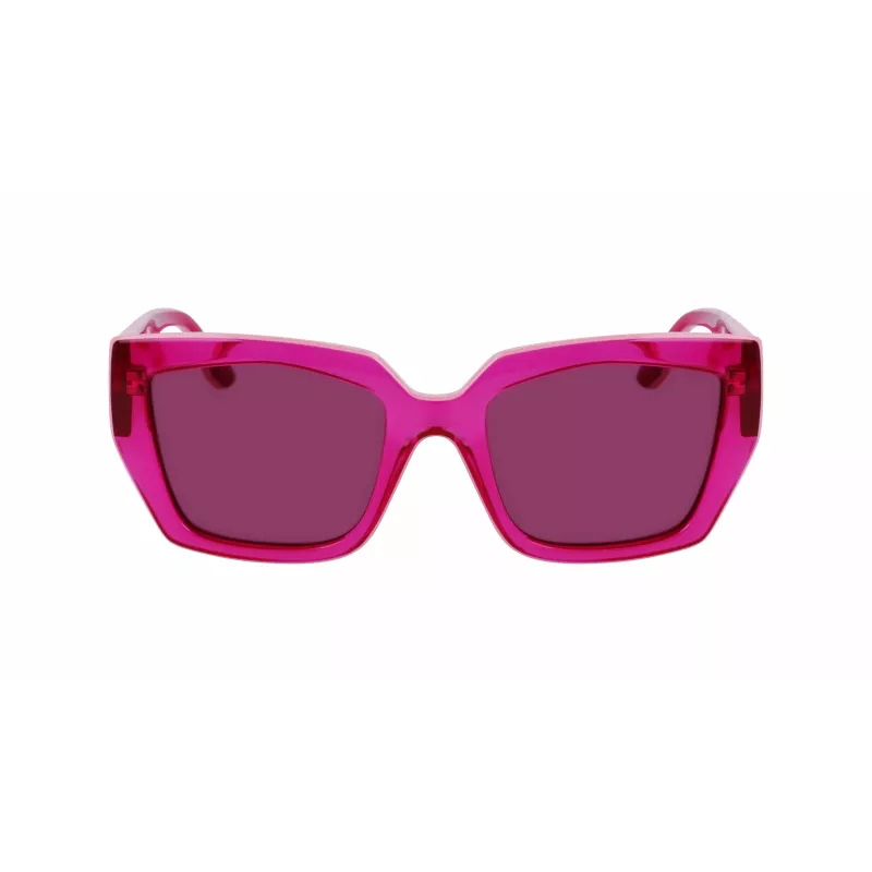 Óculos de sol de mulher KARL LAGERFELD KL6143S-650 armação retangular em acetato - Red Havana, lente Brown Gradient 53/20/145 mm