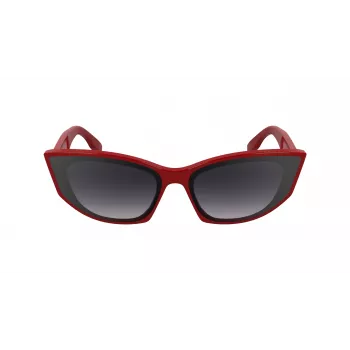 Óculos de sol de mulher KARL LAGERFELD KL6162S-600 - Armação de acetato vermelha/bordô, lentes degradê castanhas, 64/14/140 mm
