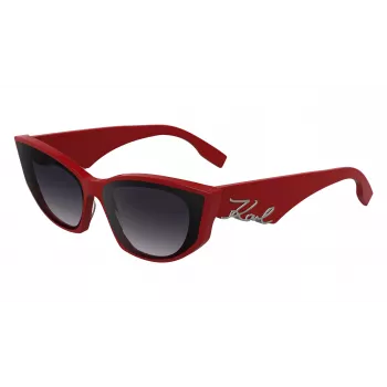 Óculos de sol de mulher KARL LAGERFELD KL6162S-600 - Armação de acetato vermelha/bordô, lentes degradê castanhas, 64/14/140 mm