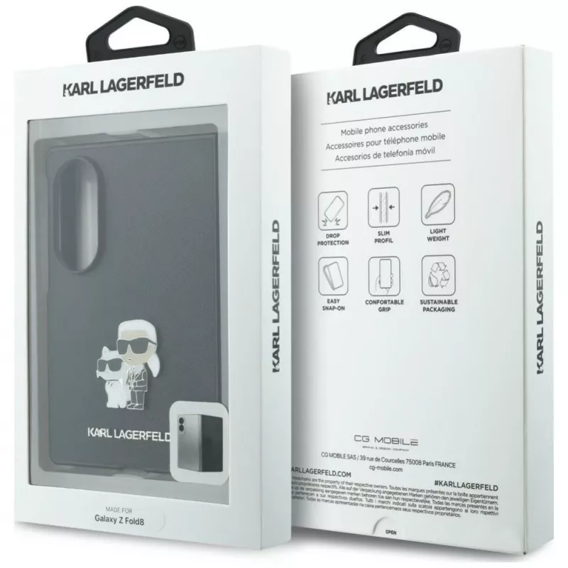 Capa Karl Lagerfeld PU Saffiano Karl and Choupette para Samsung Galaxy Z Fold8 preta