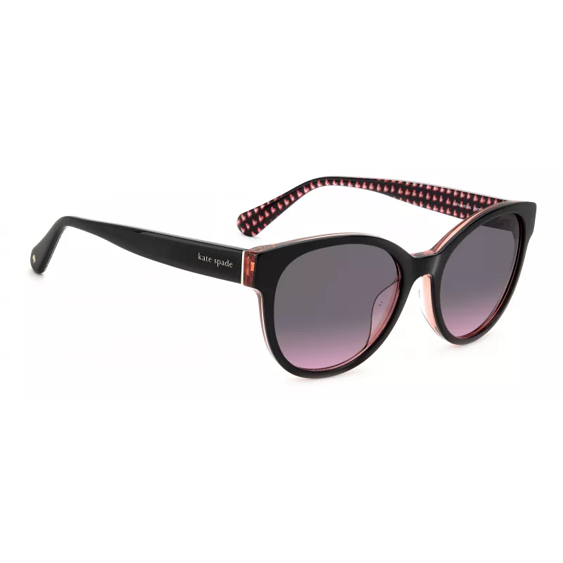 Óculos de sol de mulher KATE SPADE Nathalie GS807 - armação de acetato preta, lentes cinzentas degradê, 55/17/140 mm